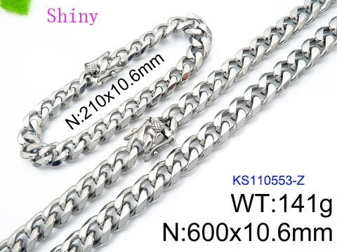 316 Stainless Steel Necklace Bracelet Men Set KL20210321-KS110553-Z