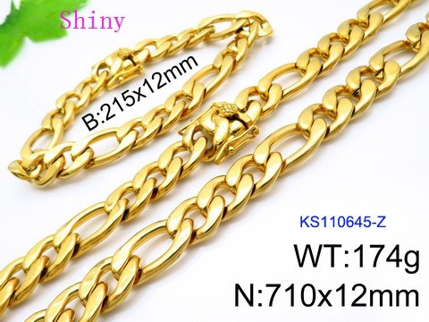 316 Stainless Steel Necklace Bracelet Men Set KL20210321-KS110645-Z