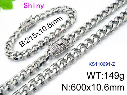 316 Stainless Steel Necklace Bracelet Men Set KL20210321-KS110691-Z