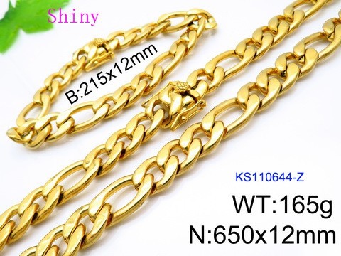 316 Stainless Steel Necklace Bracelet Men Set KL20210321-KS110644-Z