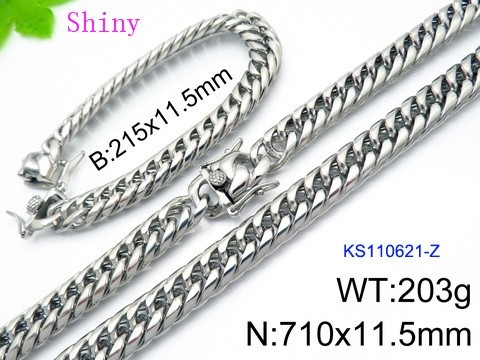 316 Stainless Steel Necklace Bracelet Men Set KL20210321-KS110621-Z