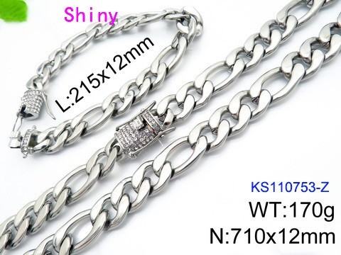 316 Stainless Steel Necklace Bracelet Men Set KL20210321-KS110753-Z