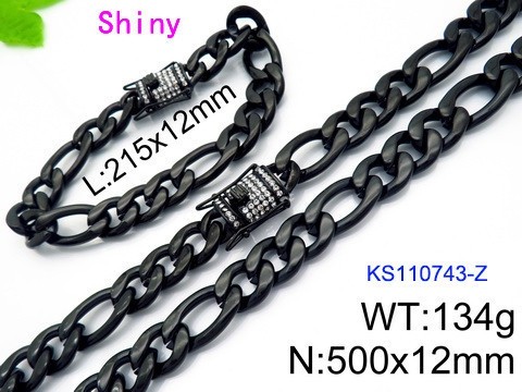 316 Stainless Steel Necklace Bracelet Men Set KL20210321-KS110743-Z