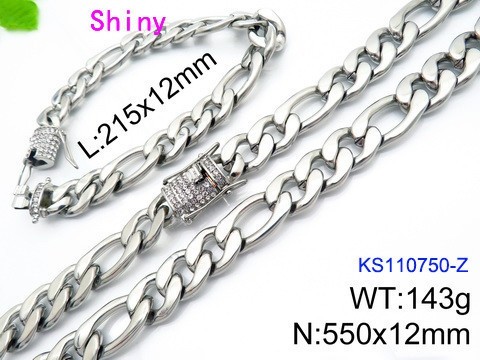 316 Stainless Steel Necklace Bracelet Men Set KL20210321-KS110750-Z