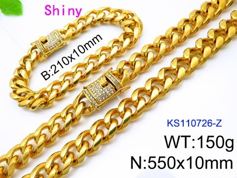 316 Stainless Steel Necklace Bracelet Men Set KL20210321-KS110726-Z