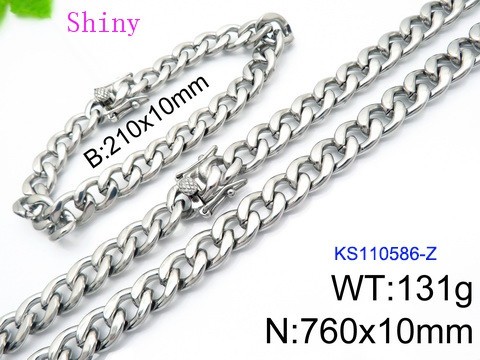 316 Stainless Steel Necklace Bracelet Men Set KL20210321-KS110586-Z