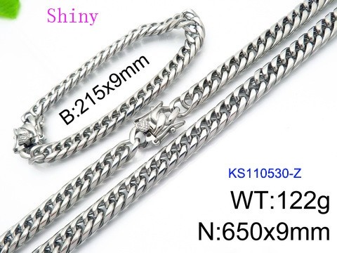 316 Stainless Steel Necklace Bracelet Men Set KL20210321-KS110530-Z