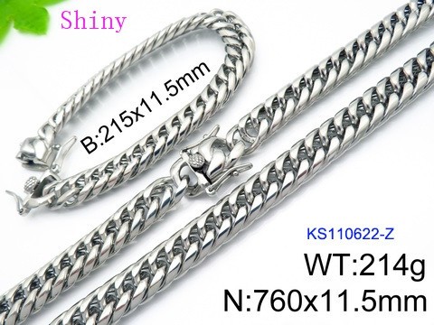 316 Stainless Steel Necklace Bracelet Men Set KL20210321-KS110622-Z