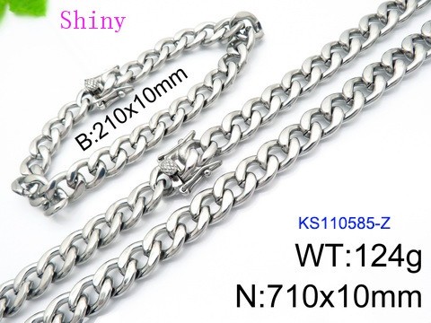 316 Stainless Steel Necklace Bracelet Men Set KL20210321-KS110585-Z