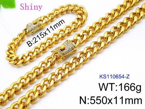 316 Stainless Steel Necklace Bracelet Men Set KL20210321-KS110654-Z