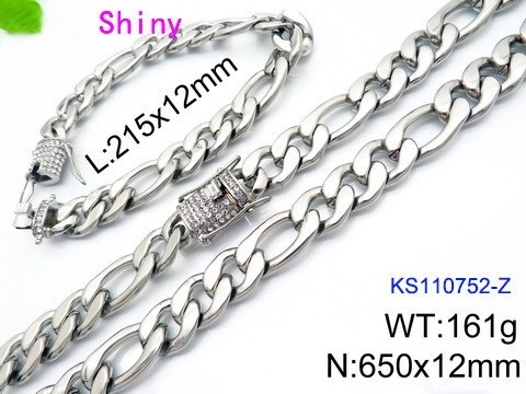 316 Stainless Steel Necklace Bracelet Men Set KL20210321-KS110752-Z