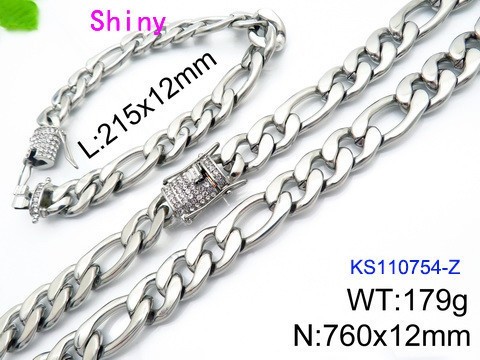 316 Stainless Steel Necklace Bracelet Men Set KL20210321-KS110754-Z