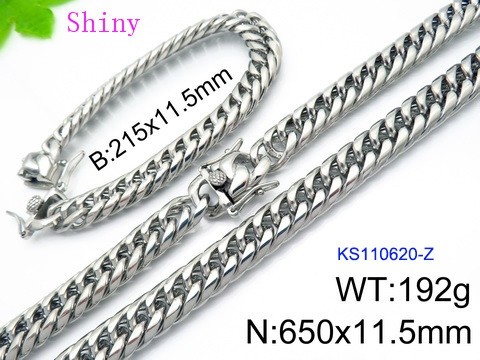 316 Stainless Steel Necklace Bracelet Men Set KL20210321-KS110620-Z