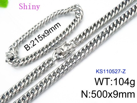 316 Stainless Steel Necklace Bracelet Men Set KL20210321-KS110527-Z