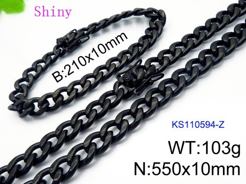 316 Stainless Steel Necklace Bracelet Men Set KL20210321-KS110594-Z