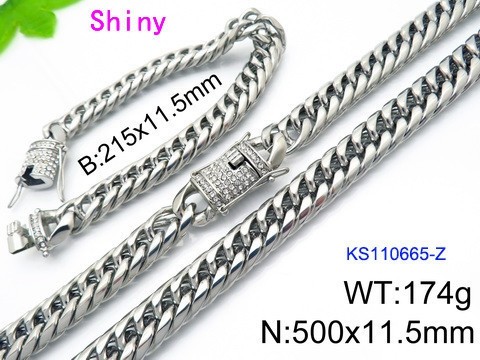 316 Stainless Steel Necklace Bracelet Men Set KL20210321-KS110665-Z