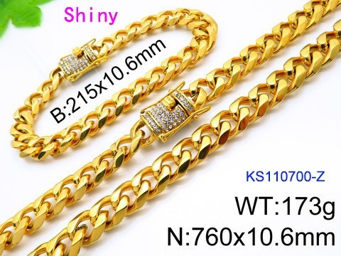 316 Stainless Steel Necklace Bracelet Men Set KL20210321-KS110700-Z