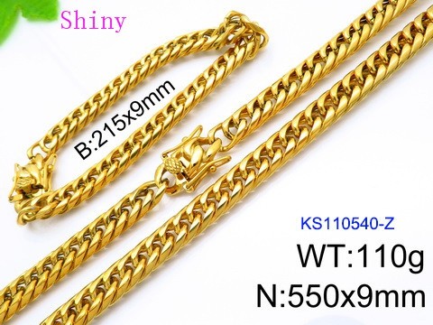 316 Stainless Steel Necklace Bracelet Men Set KL20210321-KS110540-Z