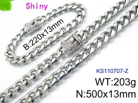 316 Stainless Steel Necklace Bracelet Men Set KL20210321-KS110707-Z