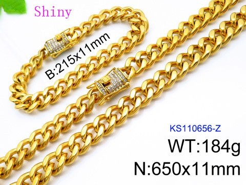 316 Stainless Steel Necklace Bracelet Men Set KL20210321-KS110656-Z