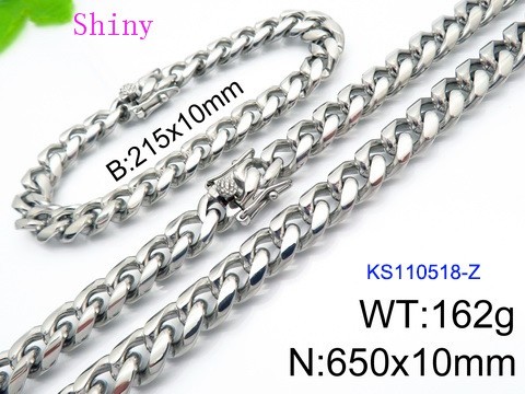 316 Stainless Steel Necklace Bracelet Men Set KL20210321-KS110518-Z