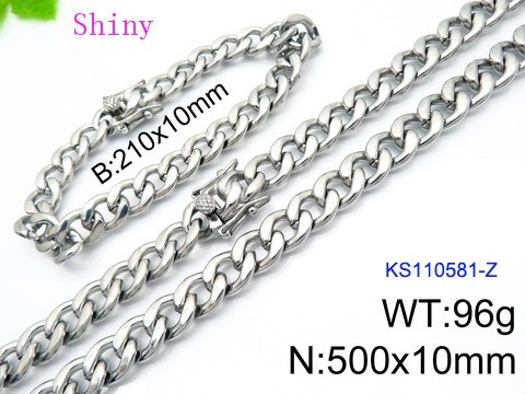 316 Stainless Steel Necklace Bracelet Men Set KL20210321-KS110581-Z