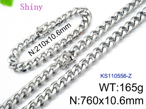 316 Stainless Steel Necklace Bracelet Men Set KL20210321-KS110556-Z