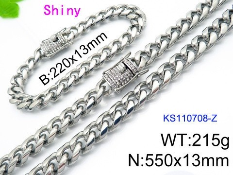 316 Stainless Steel Necklace Bracelet Men Set KL20210321-KS110708-Z