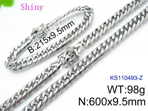 316 Stainless Steel Necklace Bracelet Men Set KL20210321-KS110493-Z