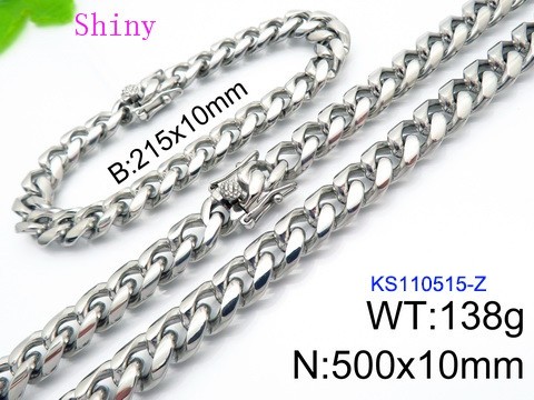 316 Stainless Steel Necklace Bracelet Men Set KL20210321-KS110515-Z