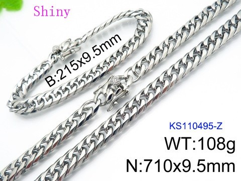 316 Stainless Steel Necklace Bracelet Men Set KL20210321-KS110495-Z