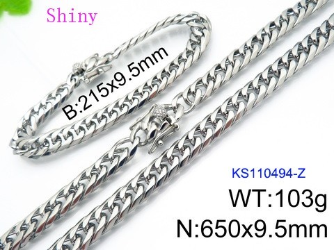 316 Stainless Steel Necklace Bracelet Men Set KL20210321-KS110494-Z