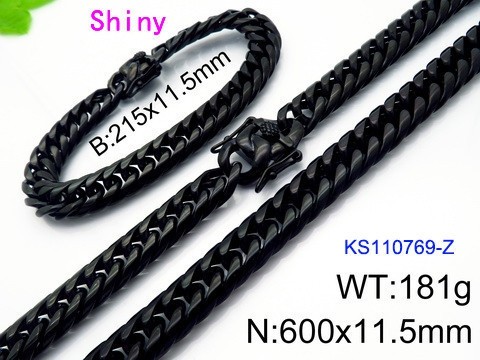 316 Stainless Steel Necklace Bracelet Men Set KL20210321-KS110769-Z