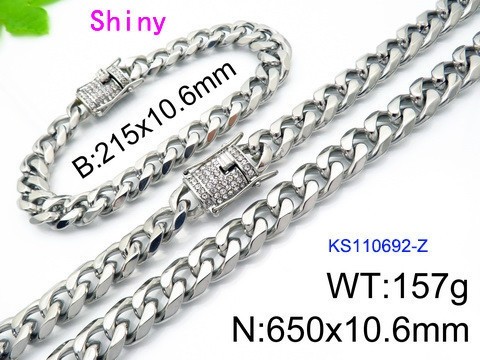 316 Stainless Steel Necklace Bracelet Men Set KL20210321-KS110692-Z