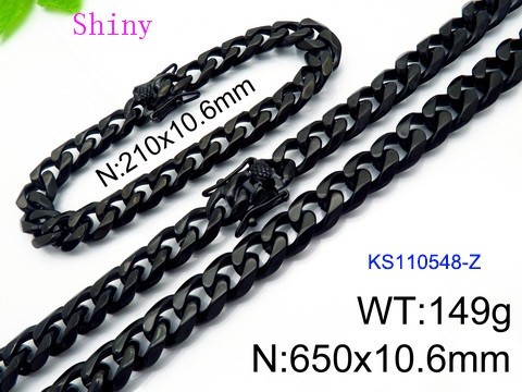 316 Stainless Steel Necklace Bracelet Men Set KL20210321-KS110548-Z