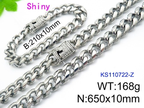 316 Stainless Steel Necklace Bracelet Men Set KL20210321-KS110722-Z