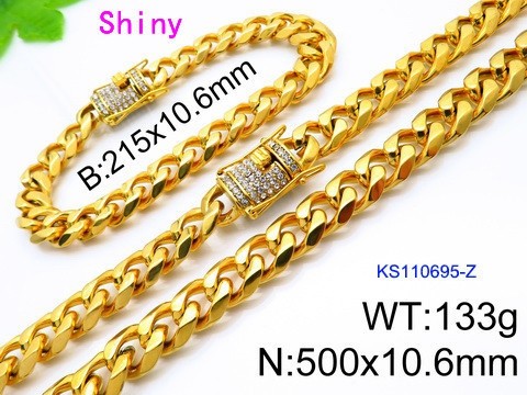 316 Stainless Steel Necklace Bracelet Men Set KL20210321-KS110695-Z