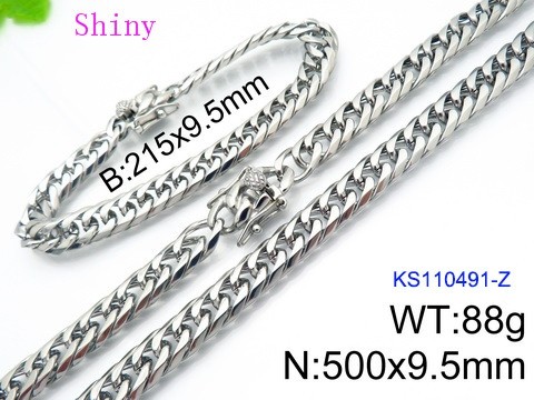 316 Stainless Steel Necklace Bracelet Men Set KL20210321-KS110491-Z