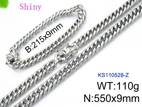 316 Stainless Steel Necklace Bracelet Men Set KL20210321-KS110528-Z