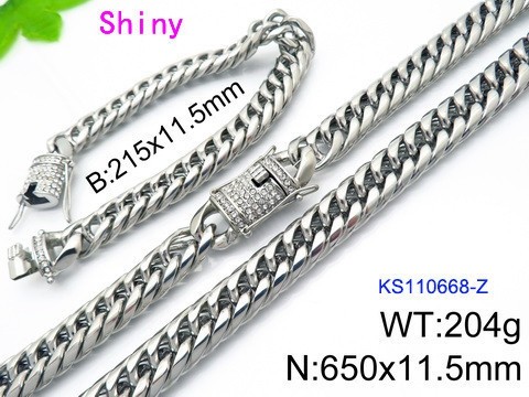 316 Stainless Steel Necklace Bracelet Men Set KL20210321-KS110668-Z