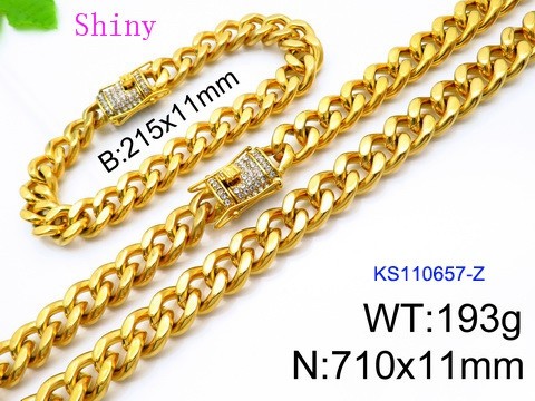 316 Stainless Steel Necklace Bracelet Men Set KL20210321-KS110657-Z