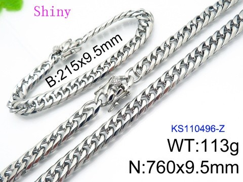 316 Stainless Steel Necklace Bracelet Men Set KL20210321-KS110496-Z