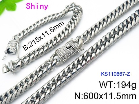 316 Stainless Steel Necklace Bracelet Men Set KL20210321-KS110667-Z