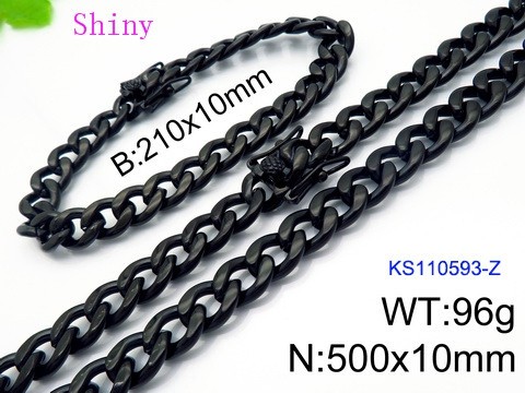 316 Stainless Steel Necklace Bracelet Men Set KL20210321-KS110593-Z