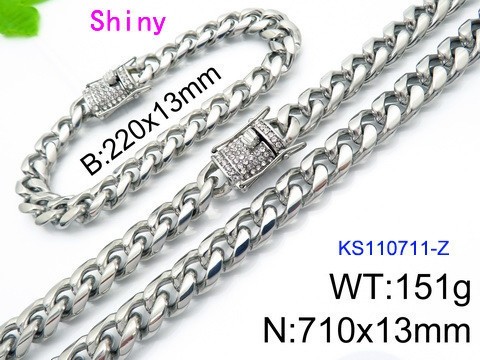 316 Stainless Steel Necklace Bracelet Men Set KL20210321-KS110711-Z