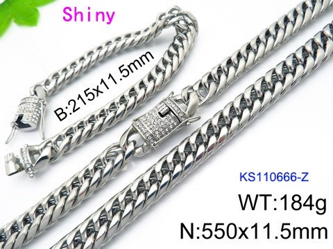 316 Stainless Steel Necklace Bracelet Men Set KL20210321-KS110666-Z