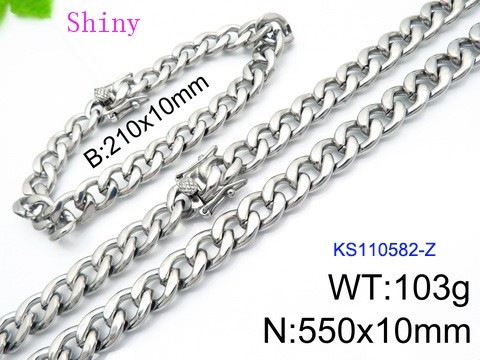 316 Stainless Steel Necklace Bracelet Men Set KL20210321-KS110582-Z