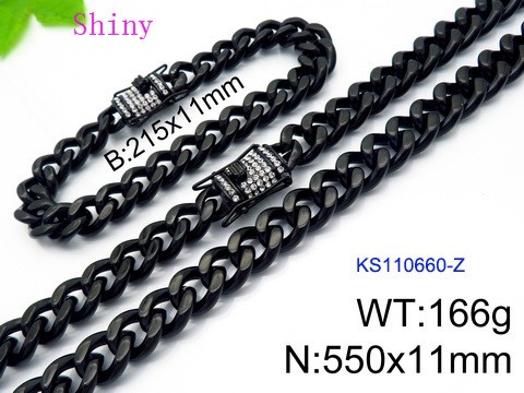 316 Stainless Steel Necklace Bracelet Men Set KL20210321-KS110660-Z