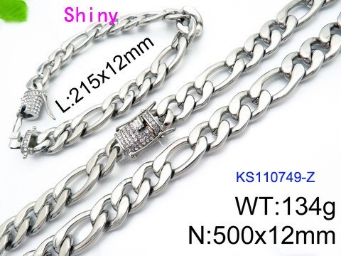 316 Stainless Steel Necklace Bracelet Men Set KL20210321-KS110749-Z