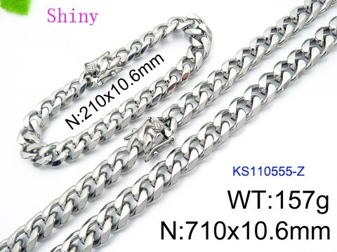 316 Stainless Steel Necklace Bracelet Men Set KL20210321-KS110555-Z